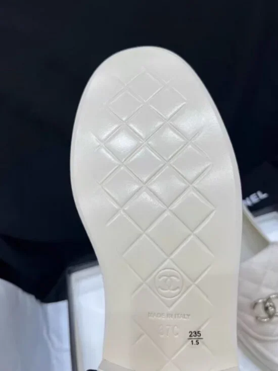 Chanel Platform Loafers | Off-White Quilted Leather, Size 37 (US 7) - Picture 9 of 9